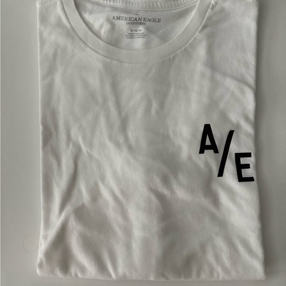 American Eagle Outfitters White Tee with Black Logo